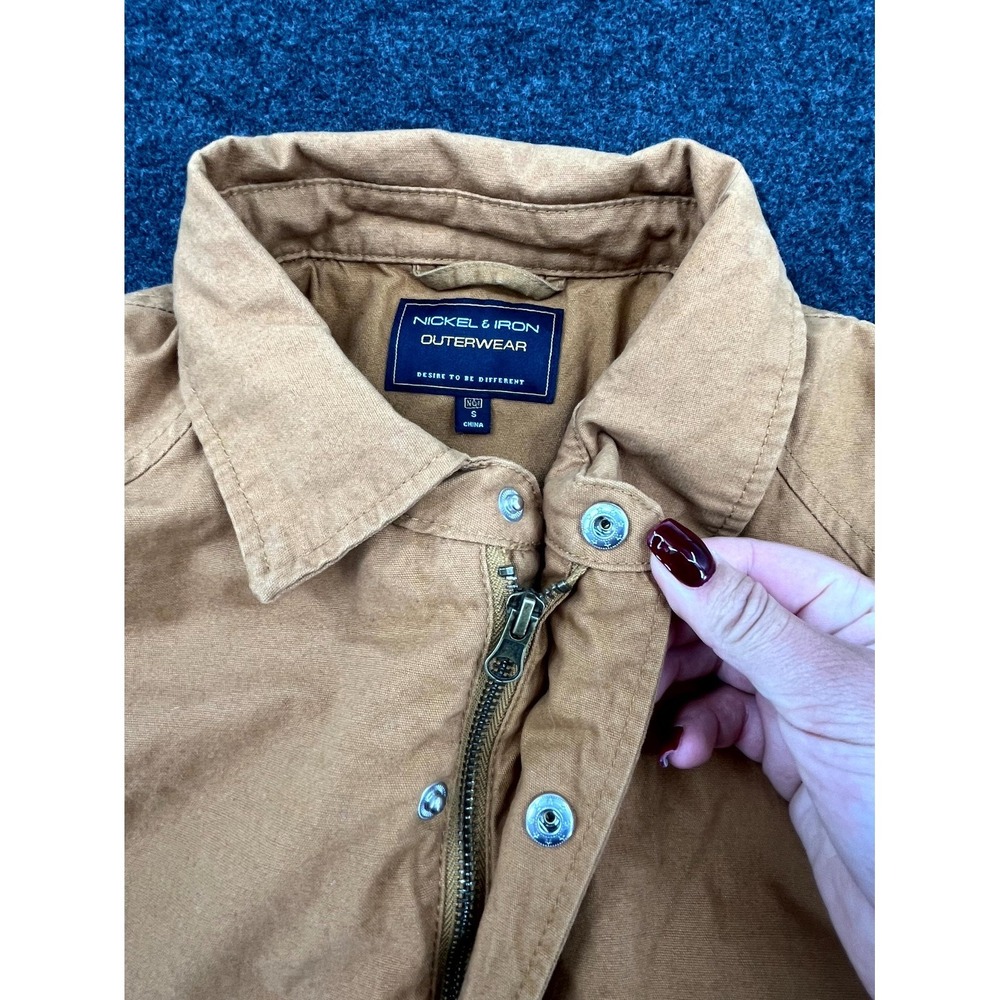Nickel & Iron Work Jacket Mens S Tan Canvas Aztec Fleece Lined Coat Snap Front - Picture 4 of 10